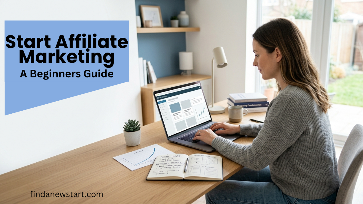 Woman looking at her computer to start affiliate marketing
